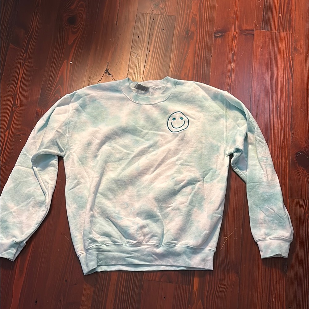 Women's Light Blue Smiley Face Sweater